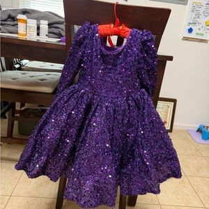 Kids Elegant Purple Sequin Kids Formal Dress-new, never used with tags